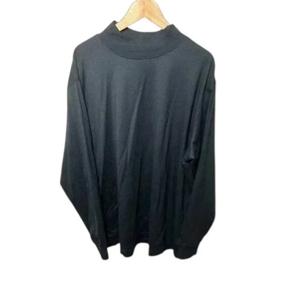 Lands' End Super-T Black Mock Neck Long Sleeve Shirt – Men’s XXL 50-52 Cotton - Picture 1 of 6